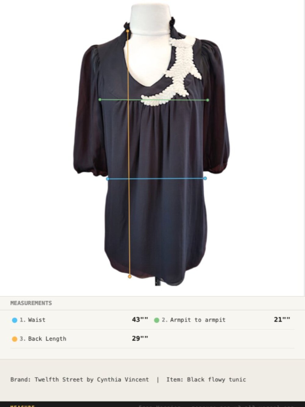 Twelfth Street by Cynthia Vincent 100% Silk Embellished Sheer Flowy Tunic Top - Picture 8 of 8